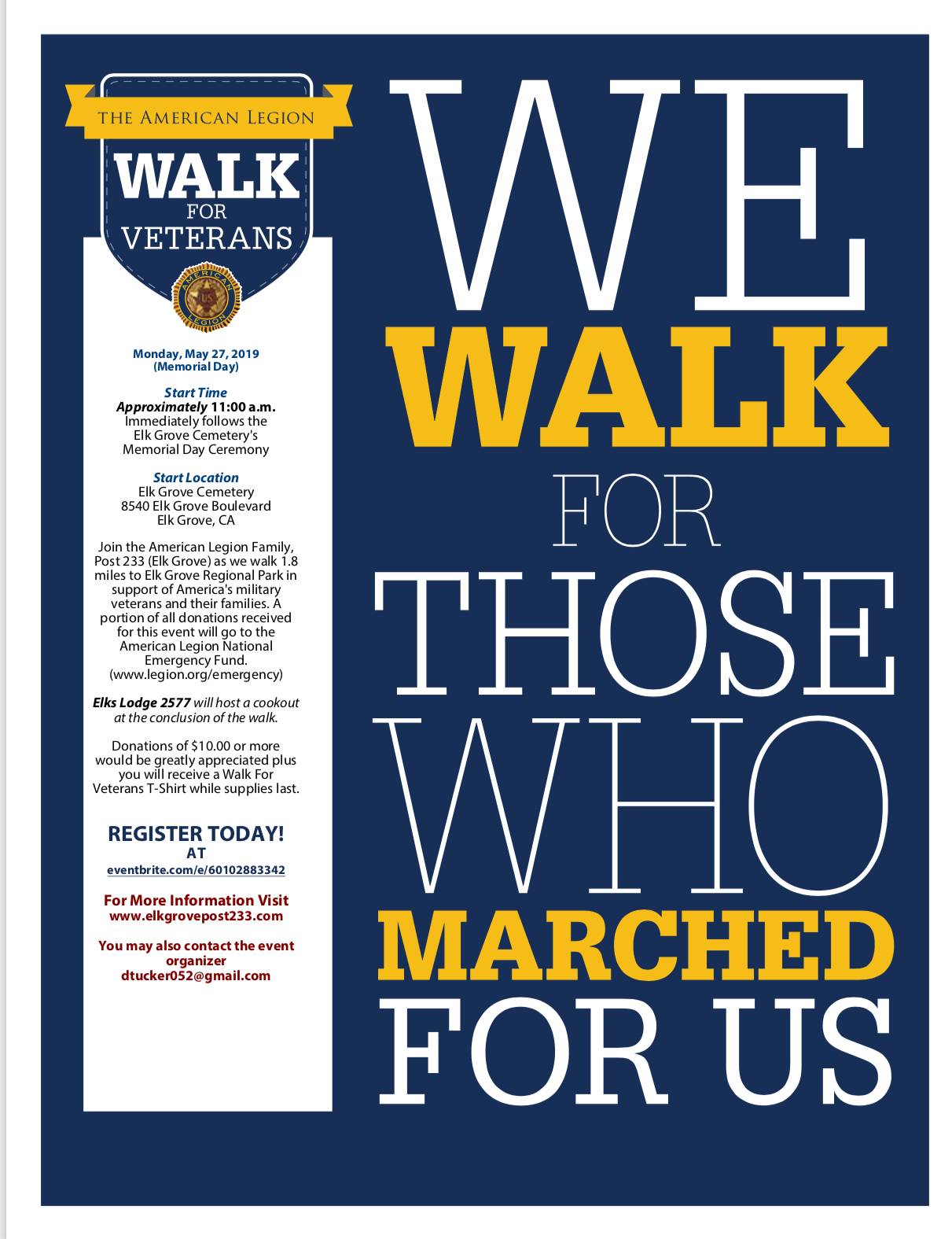 Walk for Veterans Living In Elk Grove